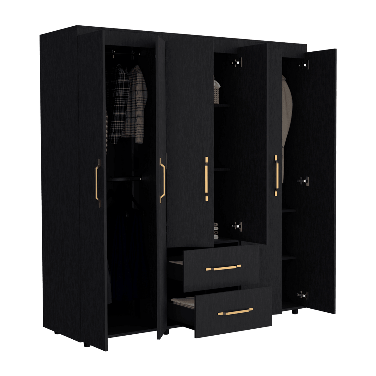 Closet Golden, Wengue, Variedad de Entrepaños y Seis Puertas Abatibles (vista 8)