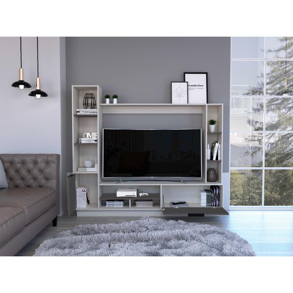Rack para Tv Marsel, Nevado y Plata Oscuro, Para Televisor para 60 Pulgadas