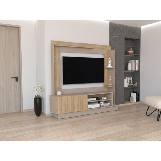 Rack Para Tv 70" Doha, Cocoa y Miel, Con Variedad de Entrepaños