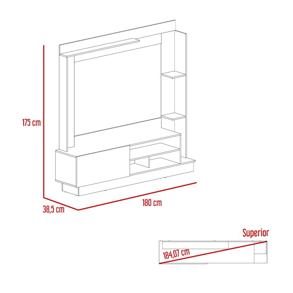 Rack Para Tv 70" Doha, Cocoa y Miel, Con Variedad de Entrepaños (vista 16)
