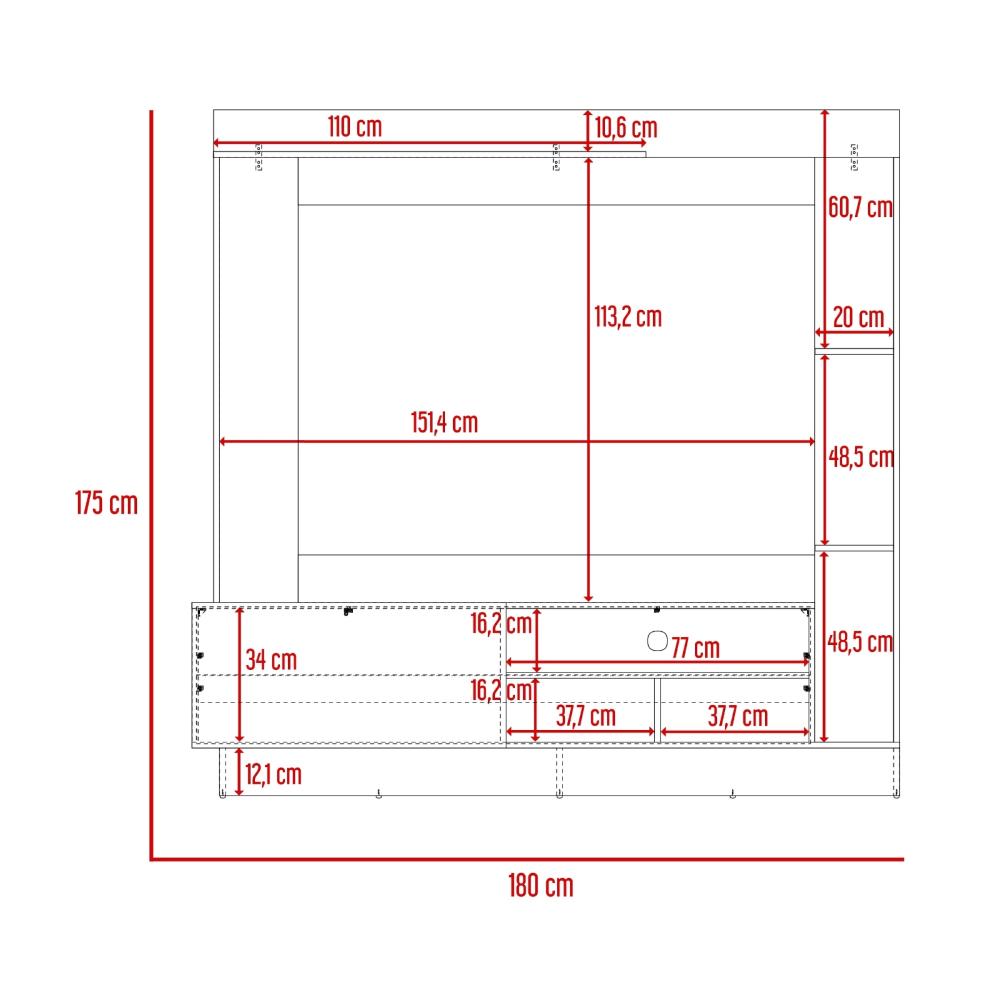 Rack Para Tv 70" Doha, Cocoa y Miel, Con Variedad de Entrepaños (vista 17)