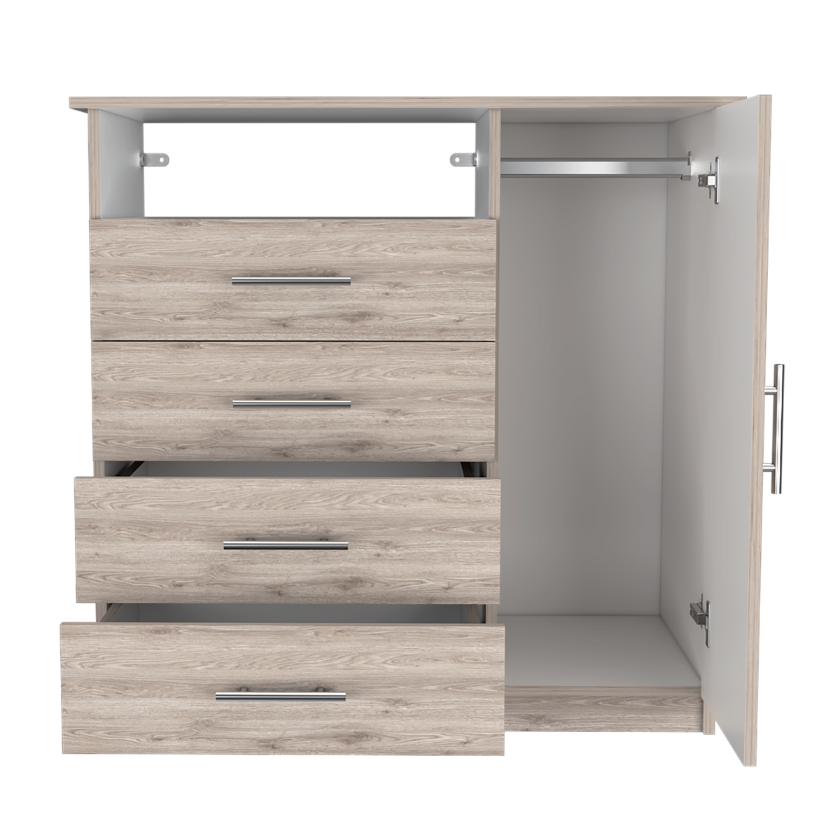 Organizador Barlovento, Gris y Blanco, con Cuatro Cajones y una Puerta (vista 3)