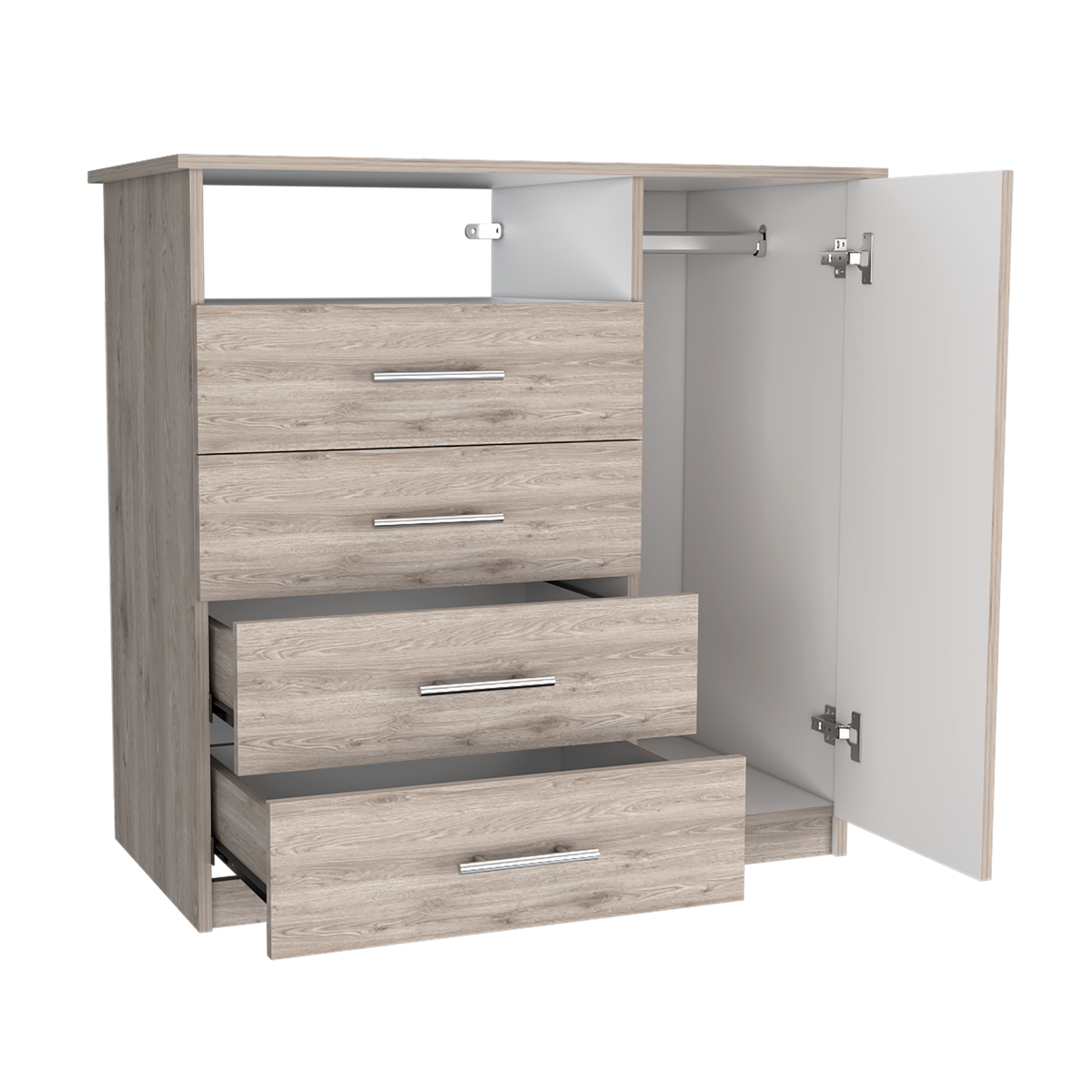 Organizador Barlovento, Gris y Blanco, con Cuatro Cajones y una Puerta (vista 5)
