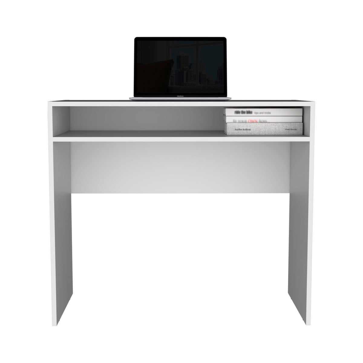 Escritorio Stella, Blanco, Con Una Repisa Y Amplio Espacio De Trabajo (vista 3)