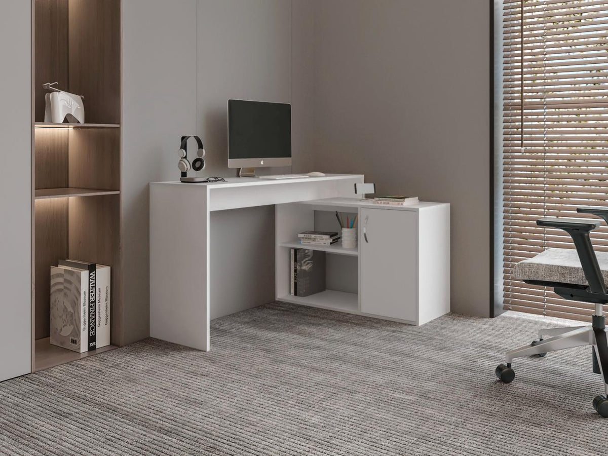 Escritorio En L Una Puerta, Blanco Duqueza, con amplio espacio de trabajo (vista 6)