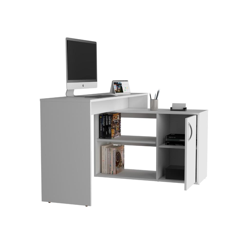 Escritorio En L Una Puerta, Blanco Duqueza, con amplio espacio de trabajo (vista 2)