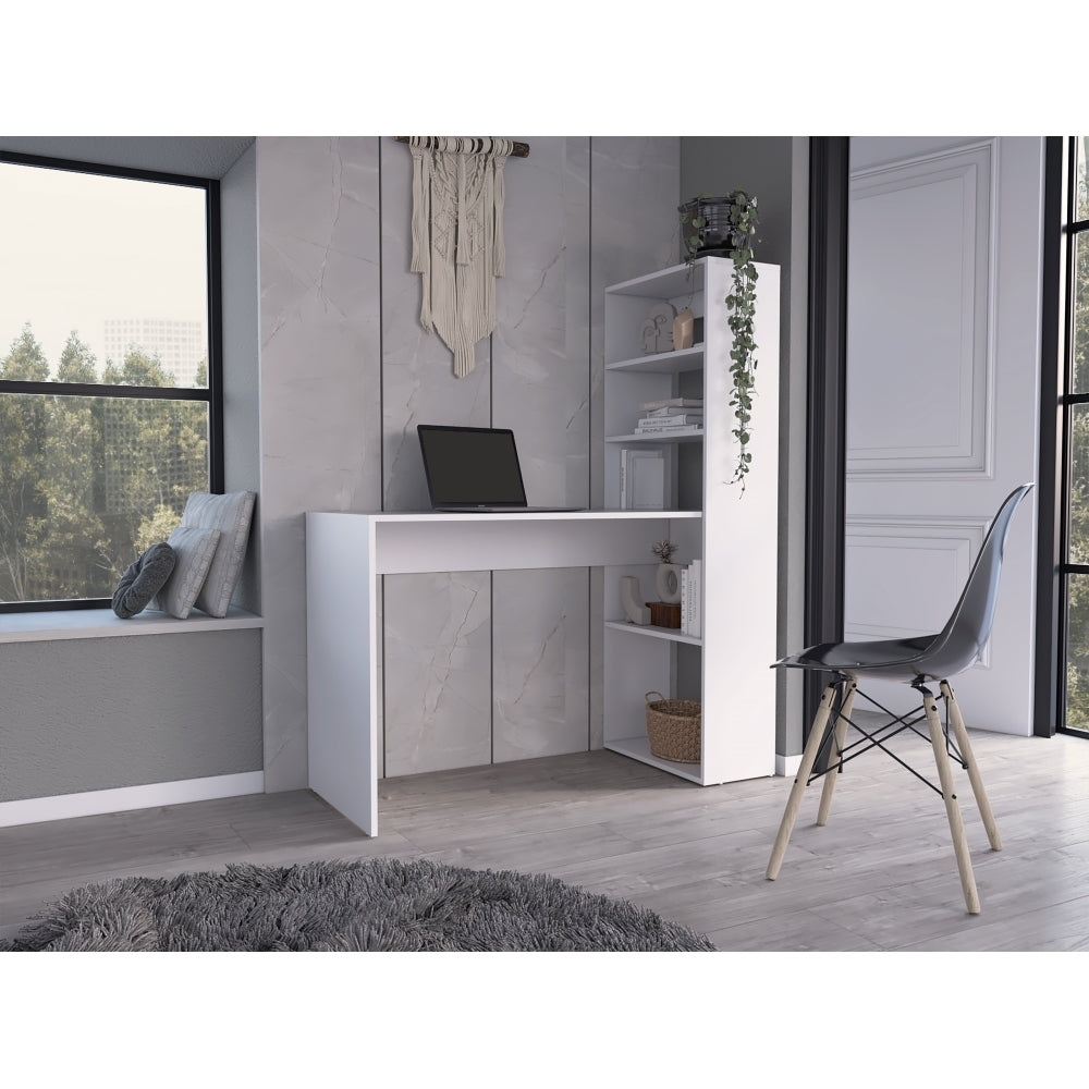 Escritorio Estantería Z 120, Blanco y Duna, con tres entrepaños y amplio espacio de trabajo (vista 5)