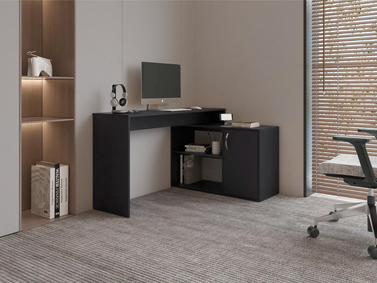 Escritorio En L Eco Una Puerta, Wengue, con amplio espacio de trabajo (vista 8)