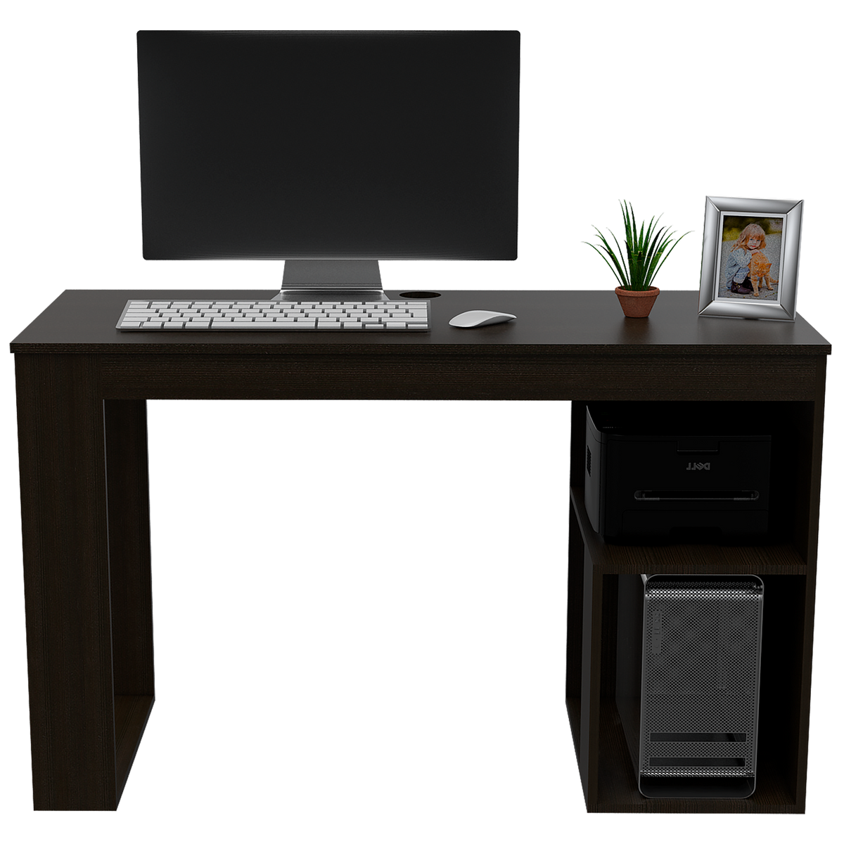 Escritorio Astana, Wengue Negro, con entrepaños y con amplio espacio de trabajo