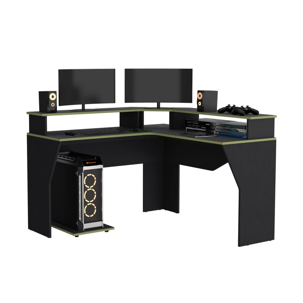 Escritorio Gamer Guma, Wengue y Canto, con Espacio Adicional para Pantallas (vista 2)