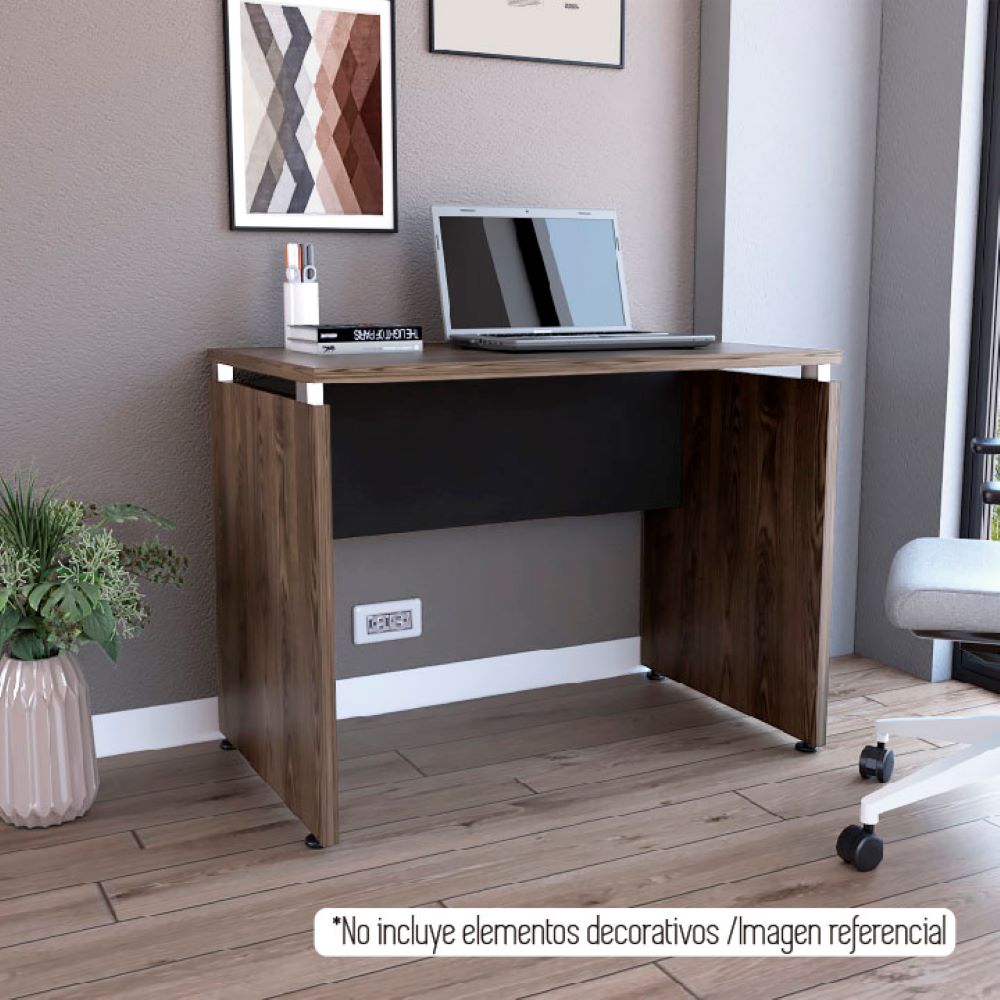 Mesa Escritorio Home Office Color Negro Soft y Coñac Para Oficina