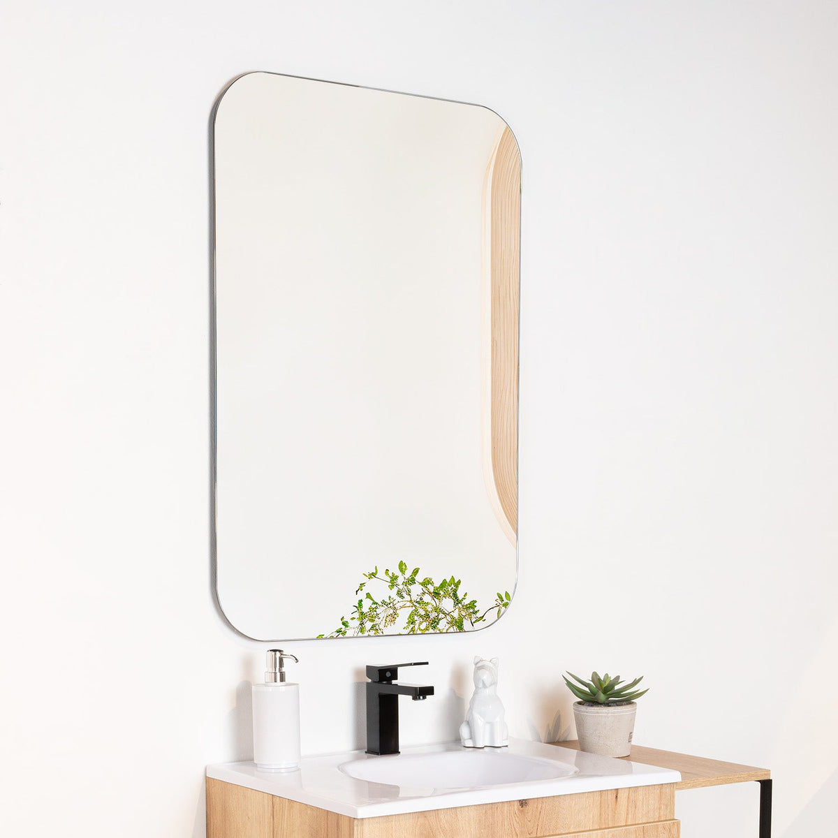 Espejo Rectangular Con Bordes Redondeados, FM Furniture