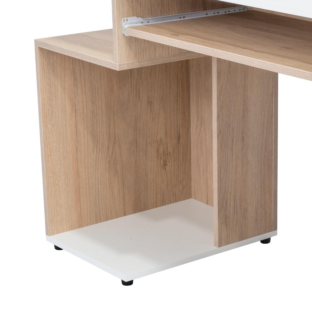 Escritorio Atlanter, Rovere y Blanco, con Bandeja Porta Teclado Deslizable y Espacio Para Artículos de Estudio (vista 8)