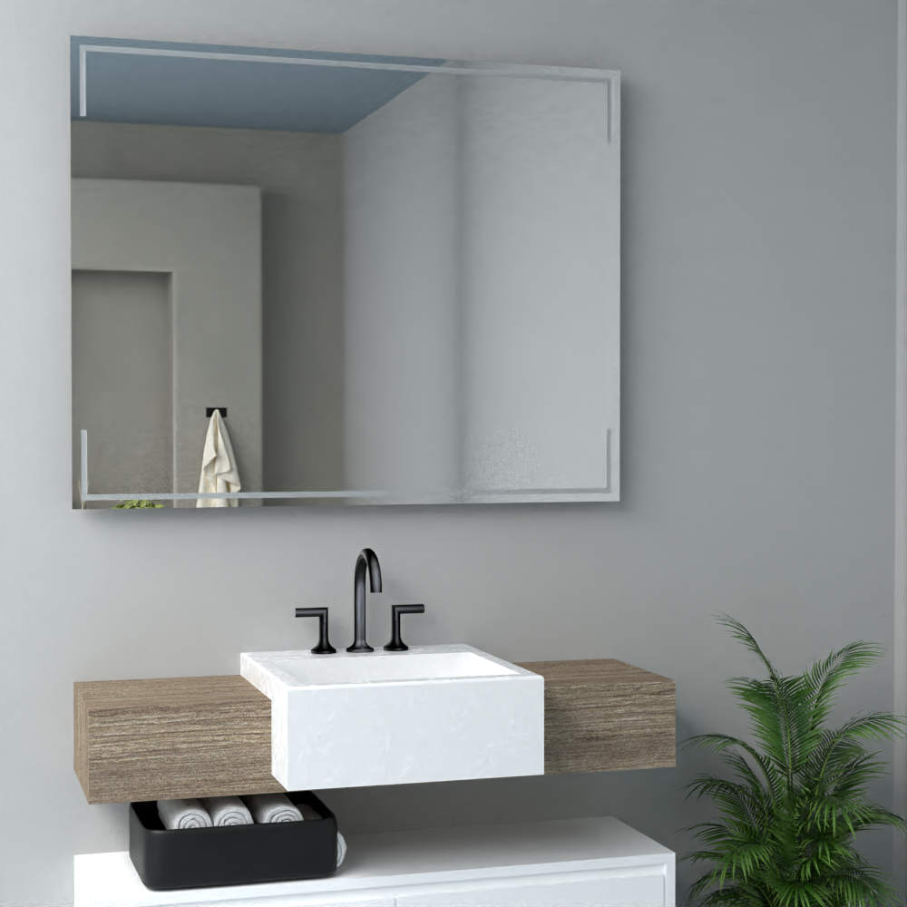 Espejo Terranova Rectangular, Sandblasting Diseño Marco (vista 3)