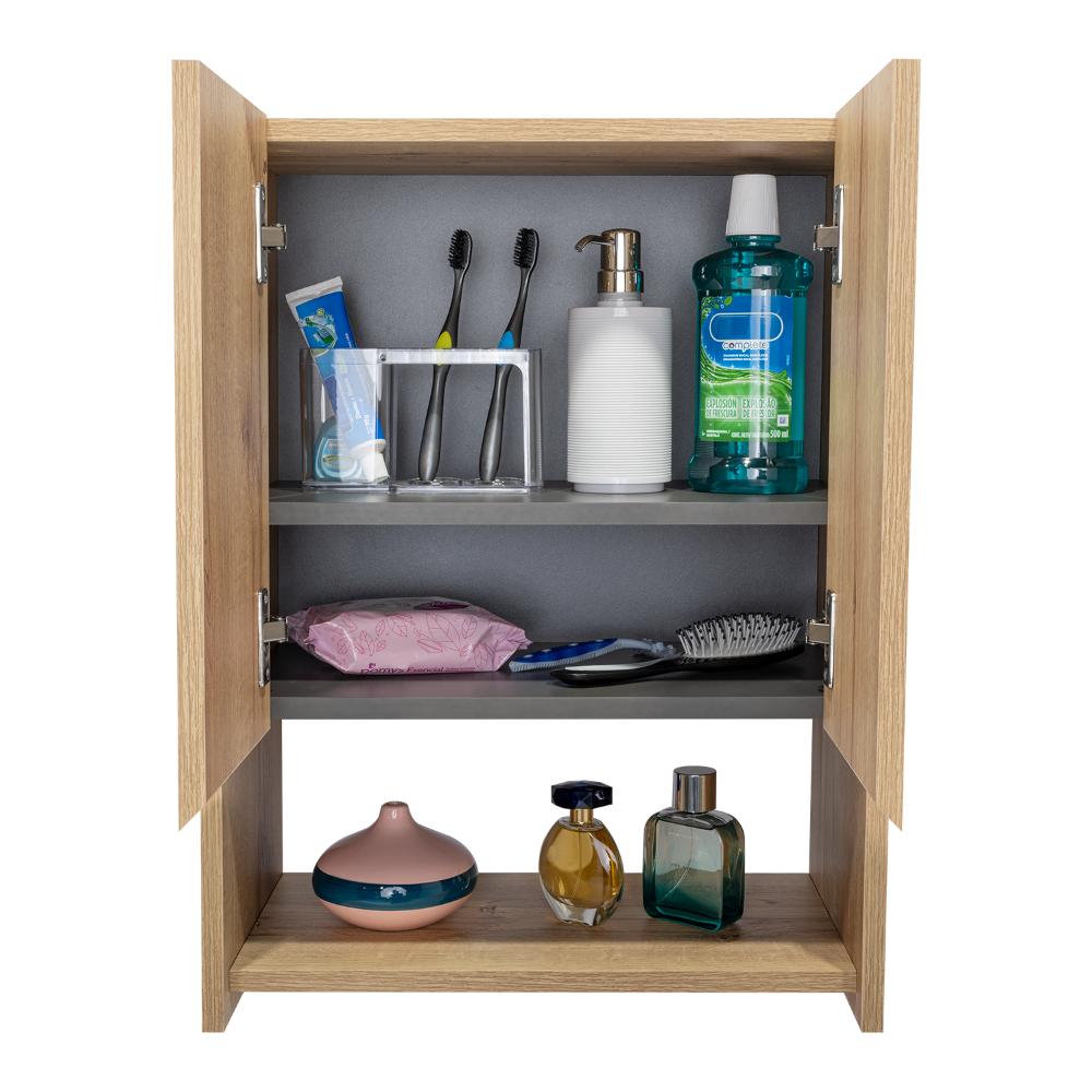 Botiquin Para Baño Ventus Con Espejo, Duna Y Plomo (vista 7)