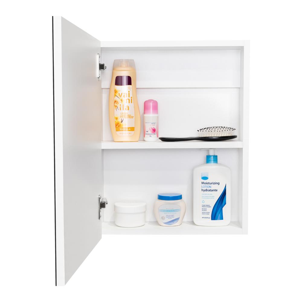 Gabinete de Baño Lumo, Blanco, con Puerta Espejo y Dos Entrepaños Para Ubicar Objetos (vista 3)