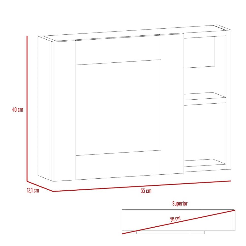 Botiquin Para Baño Cairo Con Espejo, Rovere (vista 4)