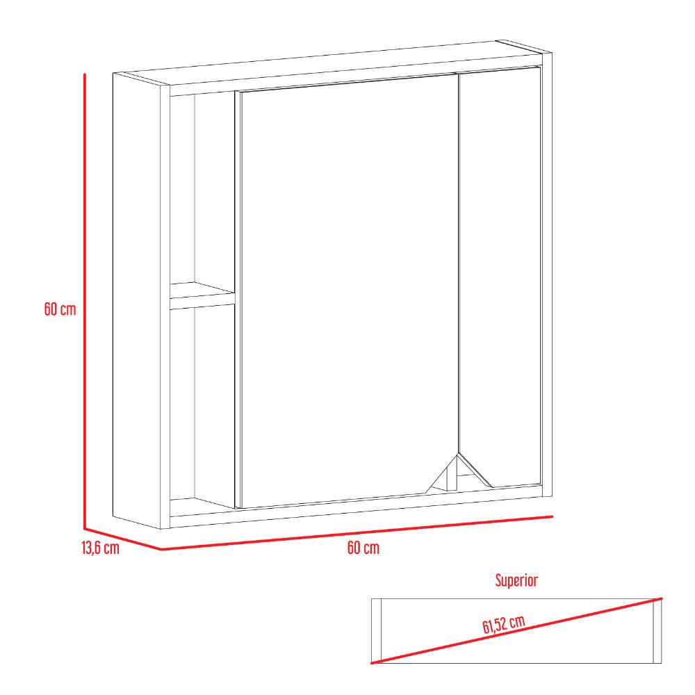 Botiquin Para Baño Ara Con Espejo, Rovere (vista 7)