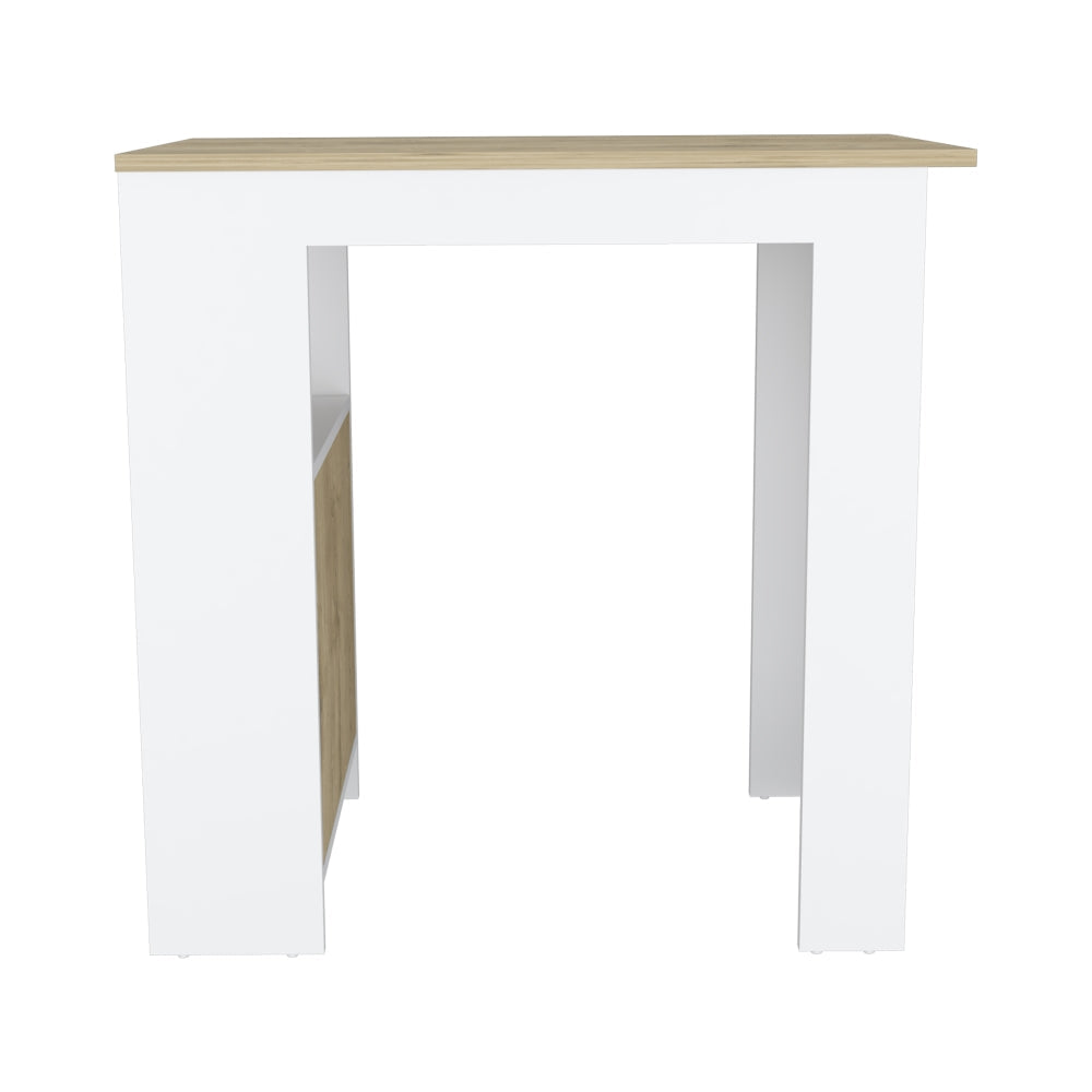 Mesa De Cocina Stirling, Blanco y Macadamia, con entrepaños para colocar objetos de cocina (vista 5)