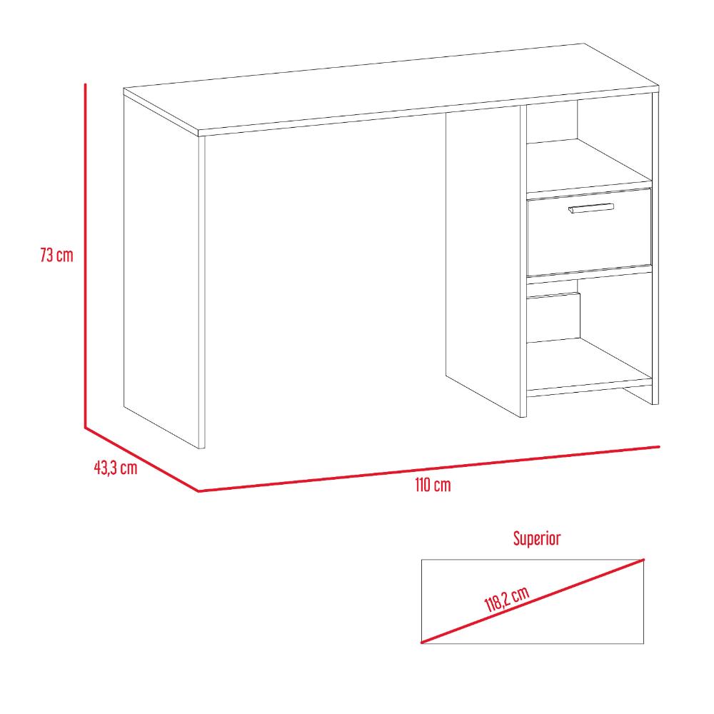 Escritorio Recto Office W-110 Un Cajon, Rovere (vista 14)