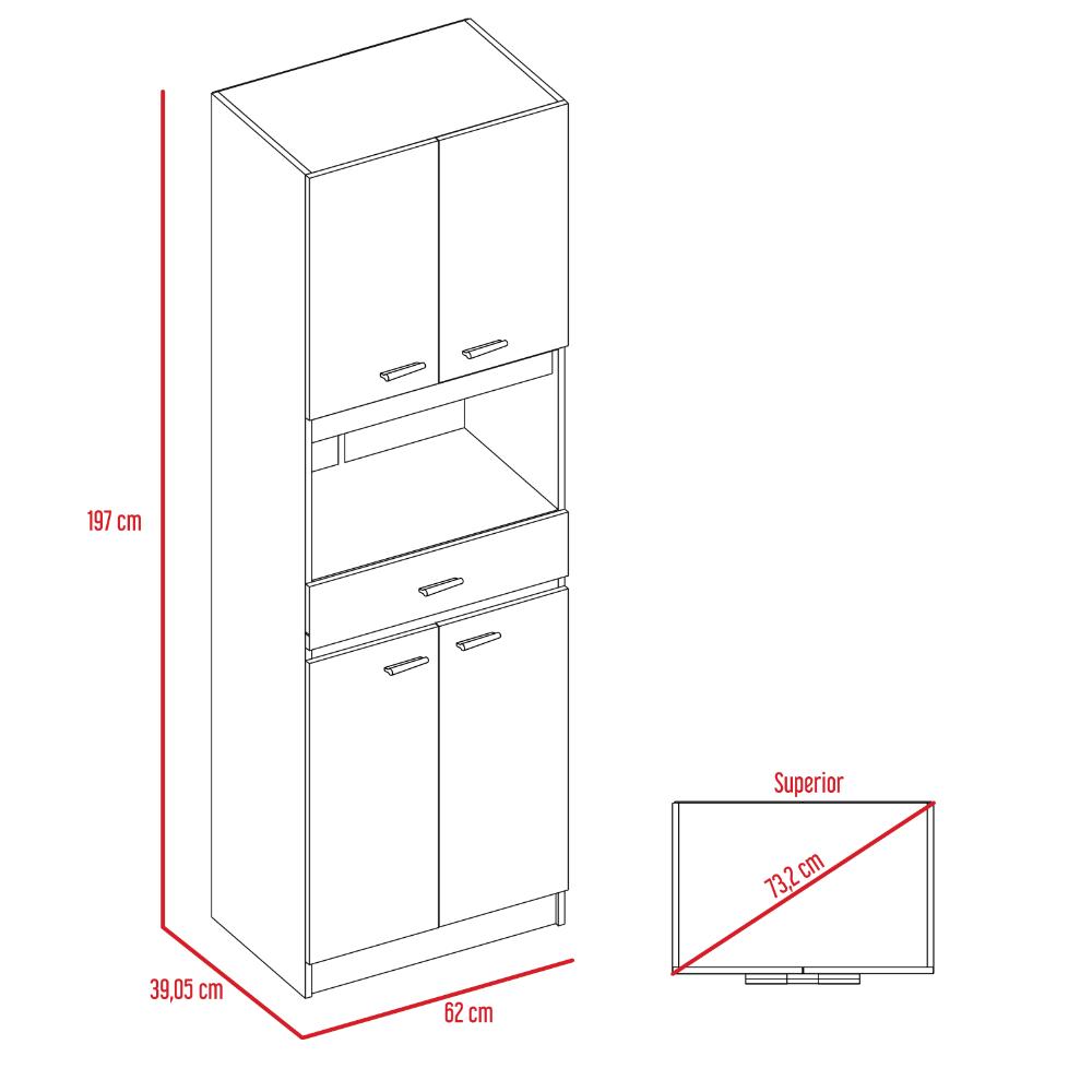 Módulo Microondas Ankara, Blanco, con Cuatro Puertas Abatibles y Amplio Espacio Para Almacenamiento (vista 14)