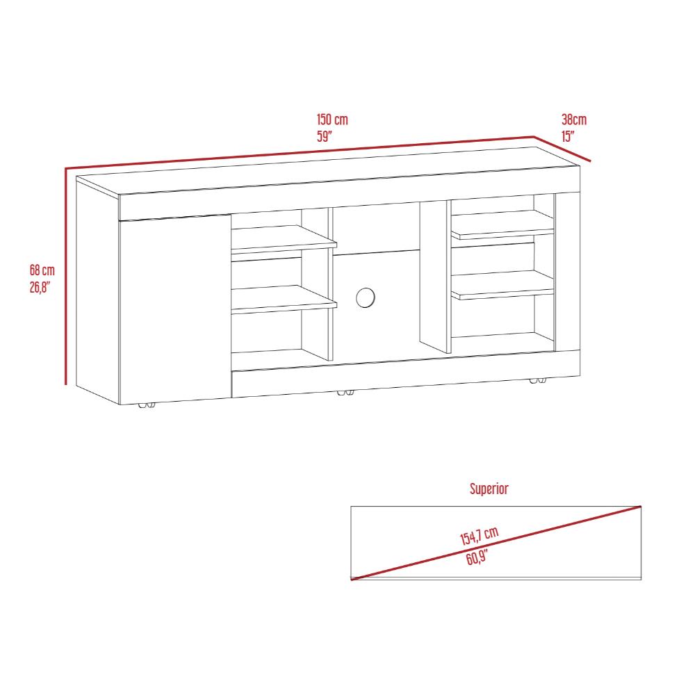 Mesa Para Tv Sahar, Café Claro y Cocoa, para Tv de hasta 65" con una Puerta Abatible y Tres Entrepaños (vista 7)