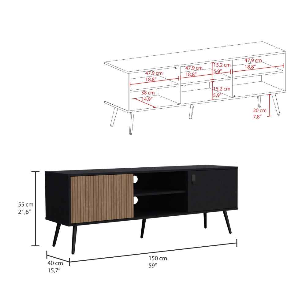 Rack Para Tv Funes Eco 150, Wengue, con espacio para ubicar objetos (vista 7)