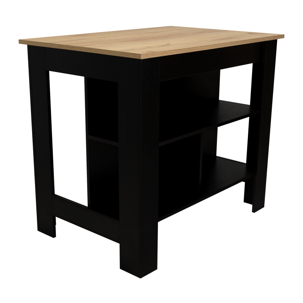 Mesa De Cocina Cala, Wengue y Duna, con entrepaños para colocar objetos de cocina (vista 4)