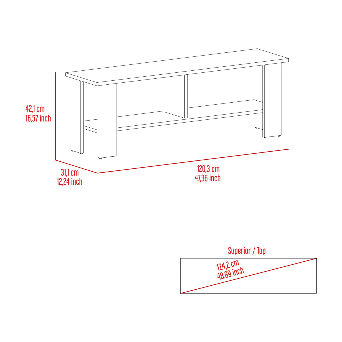 Rack Tv, Bardolino Y Blanco, Con Capacidad Para Televisor De 50 Pulgadas (vista 7)
