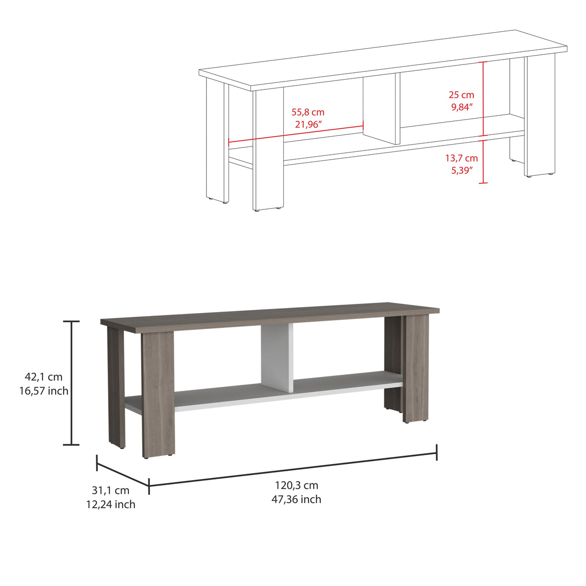 Rack Tv, Bardolino Y Blanco, Con Capacidad Para Televisor De 50 Pulgadas (vista 8)
