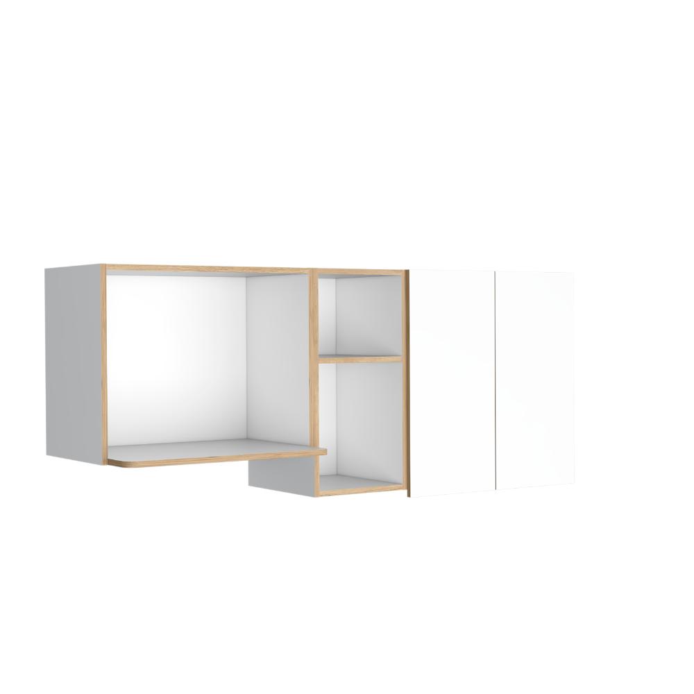 Gabinete Superior Corinto 150, Blanco y Macadamia, con dos puertas abatibles (vista 5)