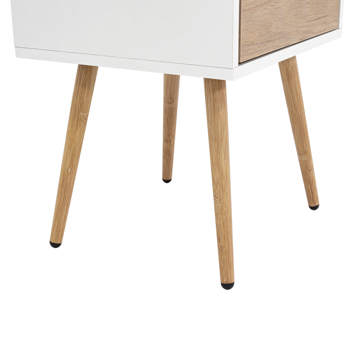 Velador Alesio, Blanco y Rovere, con Patas cortas en Madera y un Cajón (vista 9)