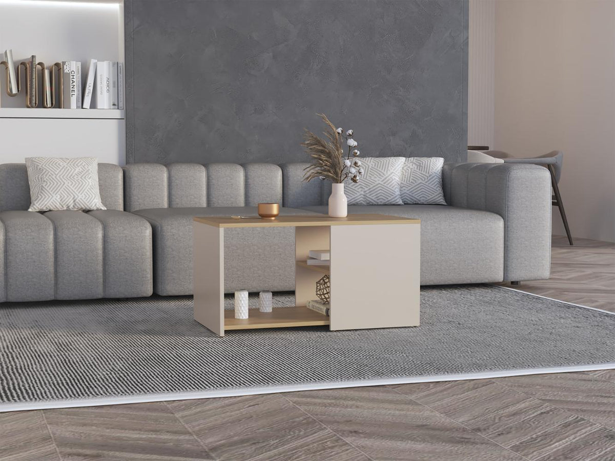 Mesa de Centro Ade, Capri y Fresno Europeo, con espacio para objetos decorativos