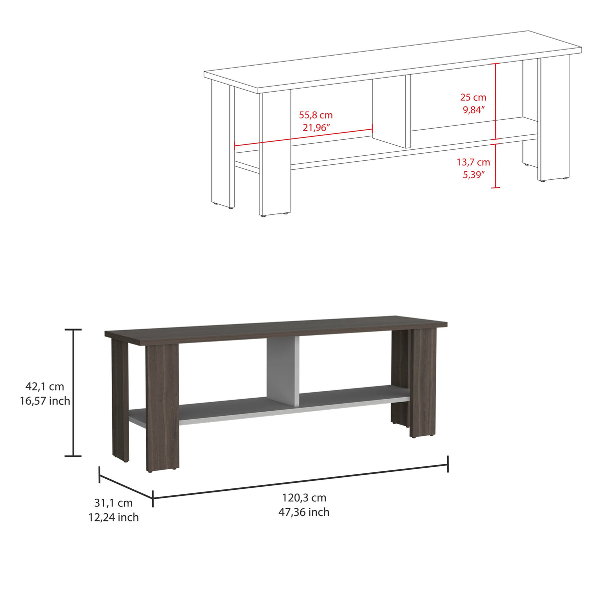Rack Tv, Milan Y Blanco, Con Capacidad Para Televisor De 50 Pulgadas (vista 7)