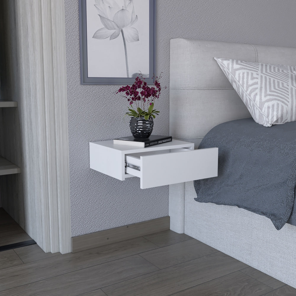 Velador Milano Flotante, Blanco, con un cajón deslizable (vista 3)