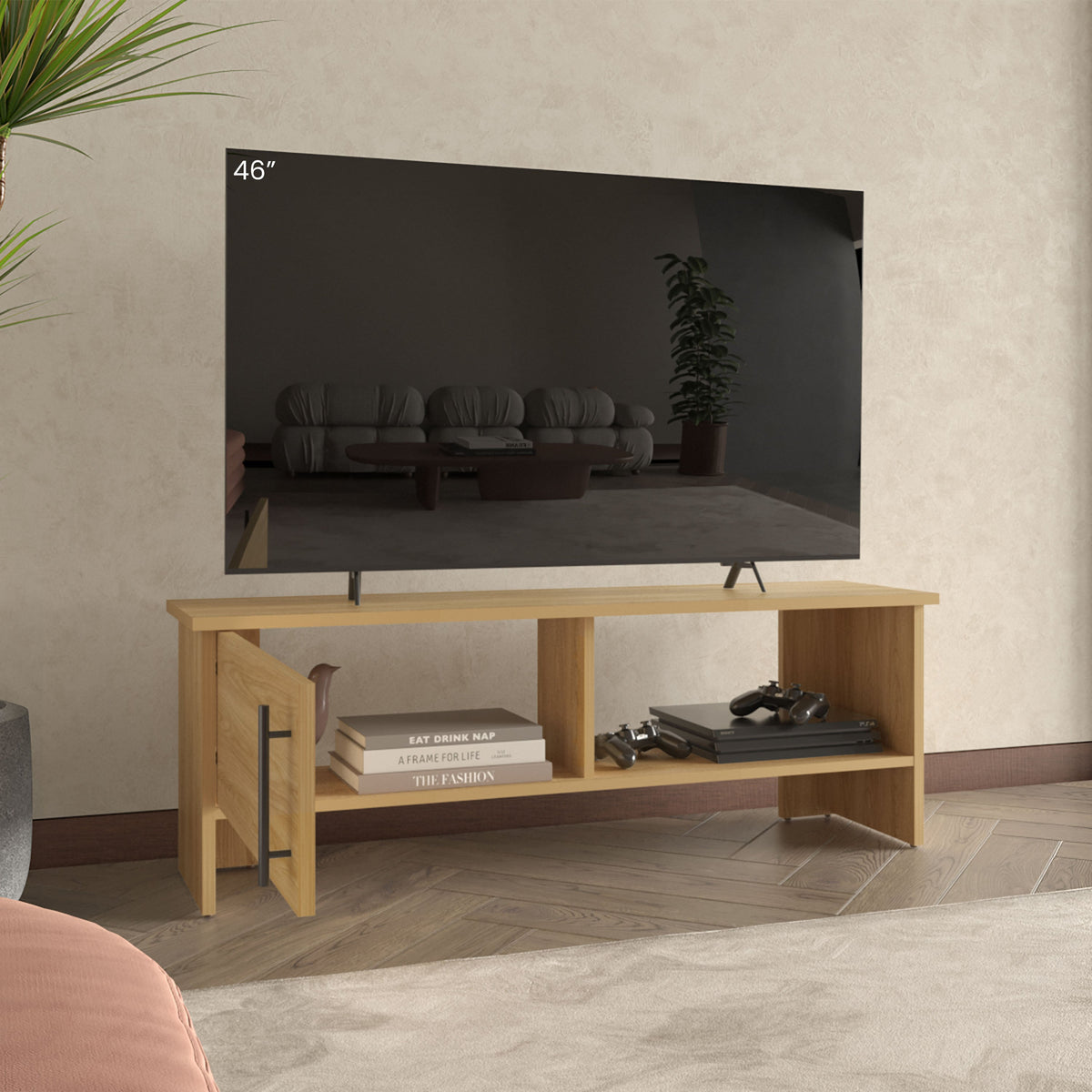 Rack Tv 65" Navia 1 Puerta, Fresno (vista 2)
