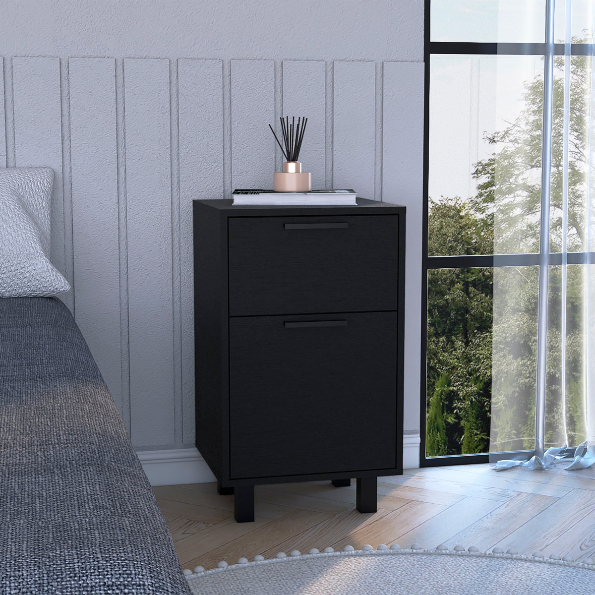 Velador Secret Z-81, Con Una Puerta Y Cajón Secreto, Wengue (vista 3)
