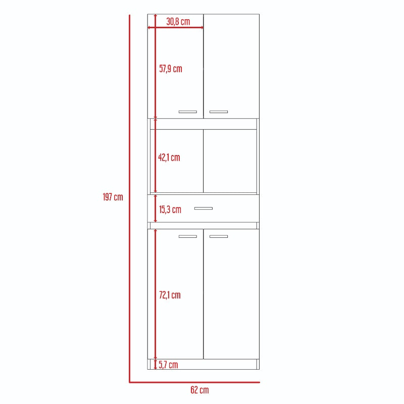 Mueble Microondas Bau Color Blanco y Wengue Para Cocina