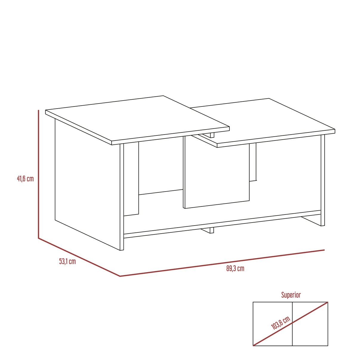 Mesa de Centro Wema Alto, Wengue, con Amplio Espacio Ideal Para Ubicar Decoraciones (vista 6)