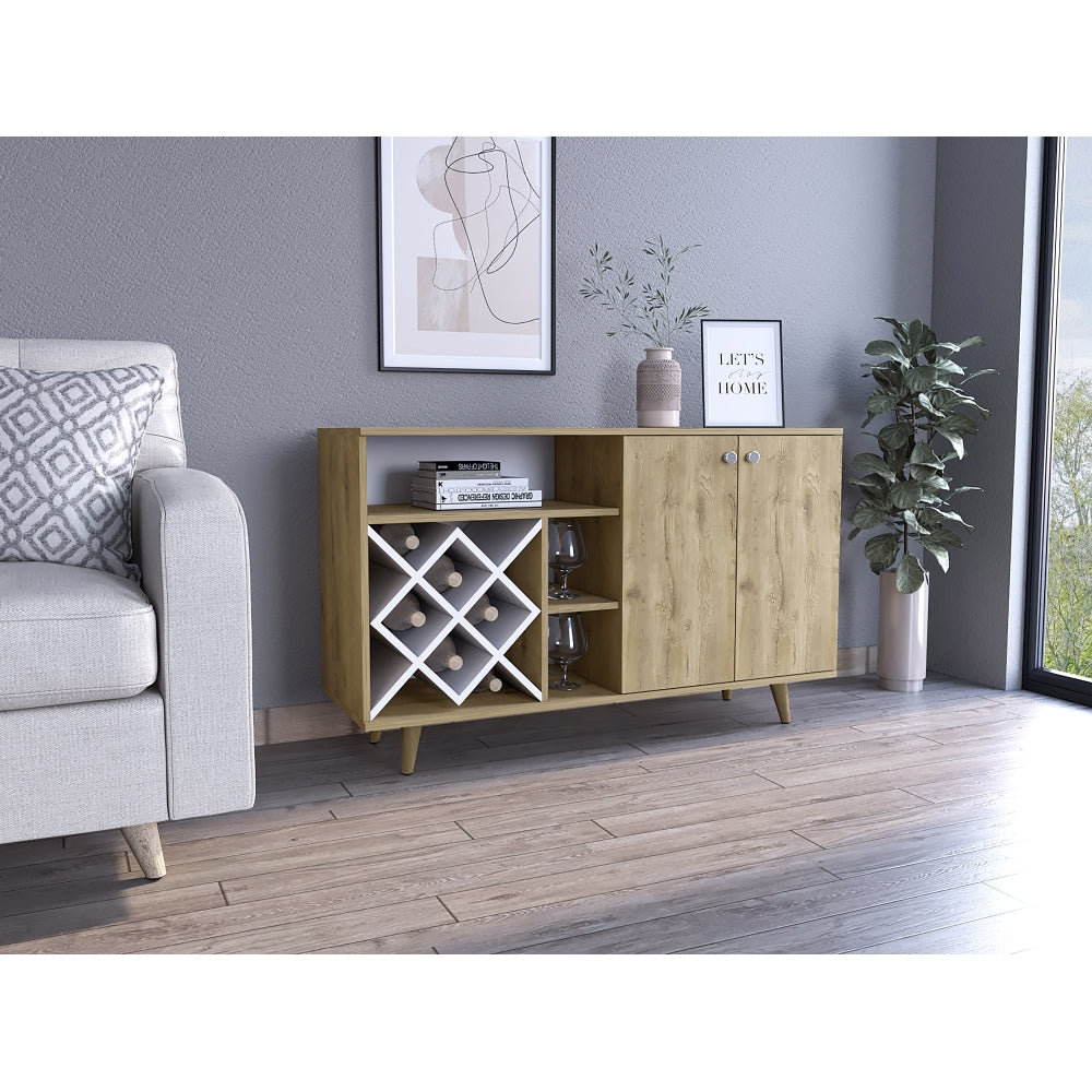 Mueble Bar Vihti, Macadamia y Blanco Marquez, con varios entrepaños (vista 5)