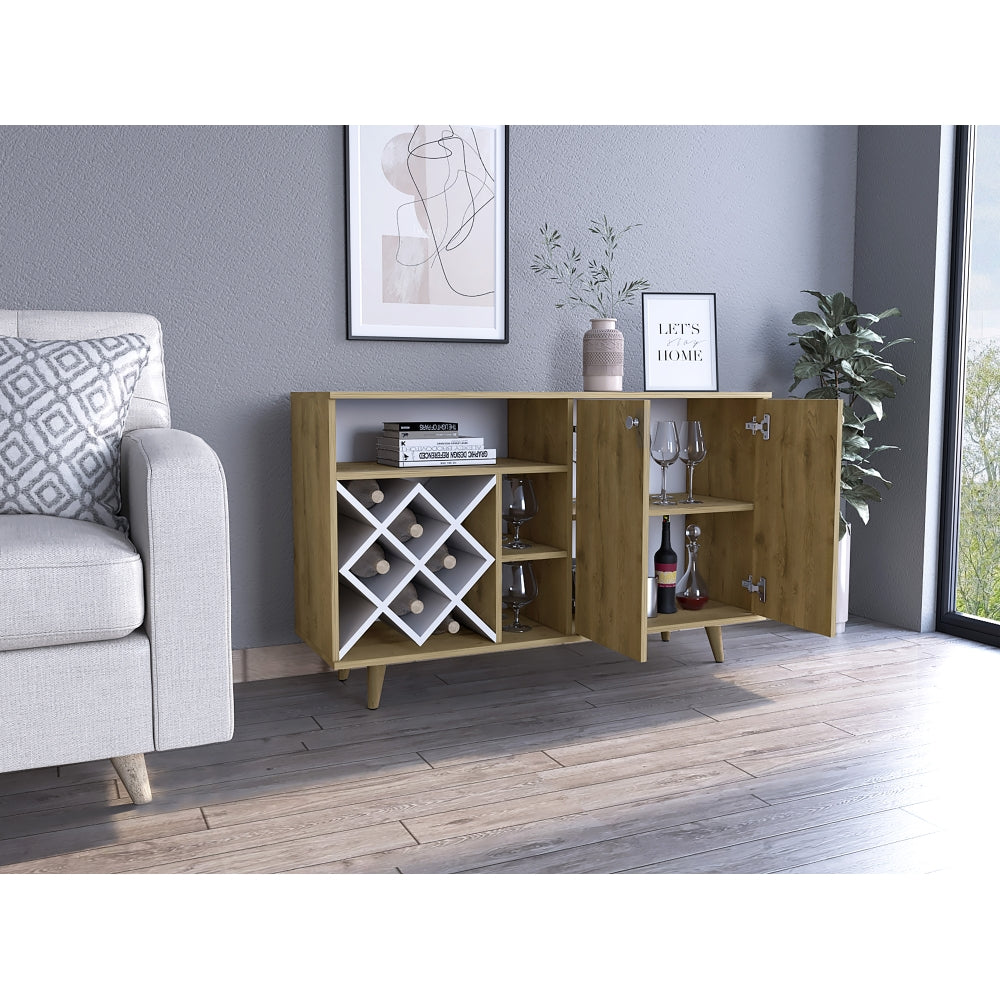 Mueble Bar Vihti, Macadamia y Blanco Marquez, con varios entrepaños (vista 2)