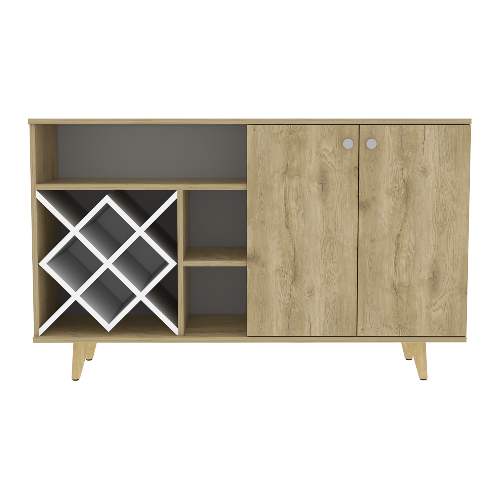 Mueble Bar Vihti, Macadamia y Blanco Marquez, con varios entrepaños (vista 4)