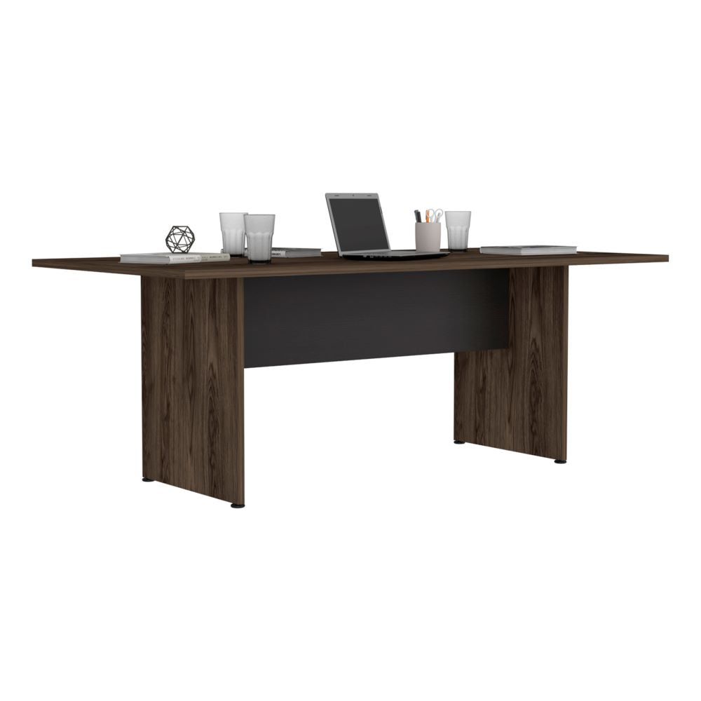 Mesa de Reunión Home Office Color Negro Soft y Coñac Para Oficina