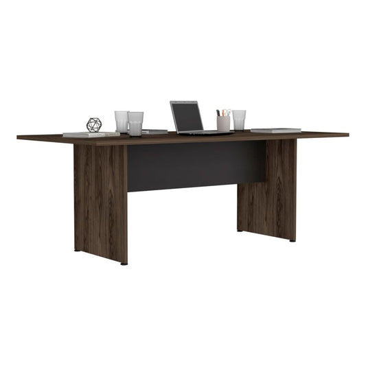 Mesa de Reunión Home Office Color Negro Soft y Coñac Para Oficina