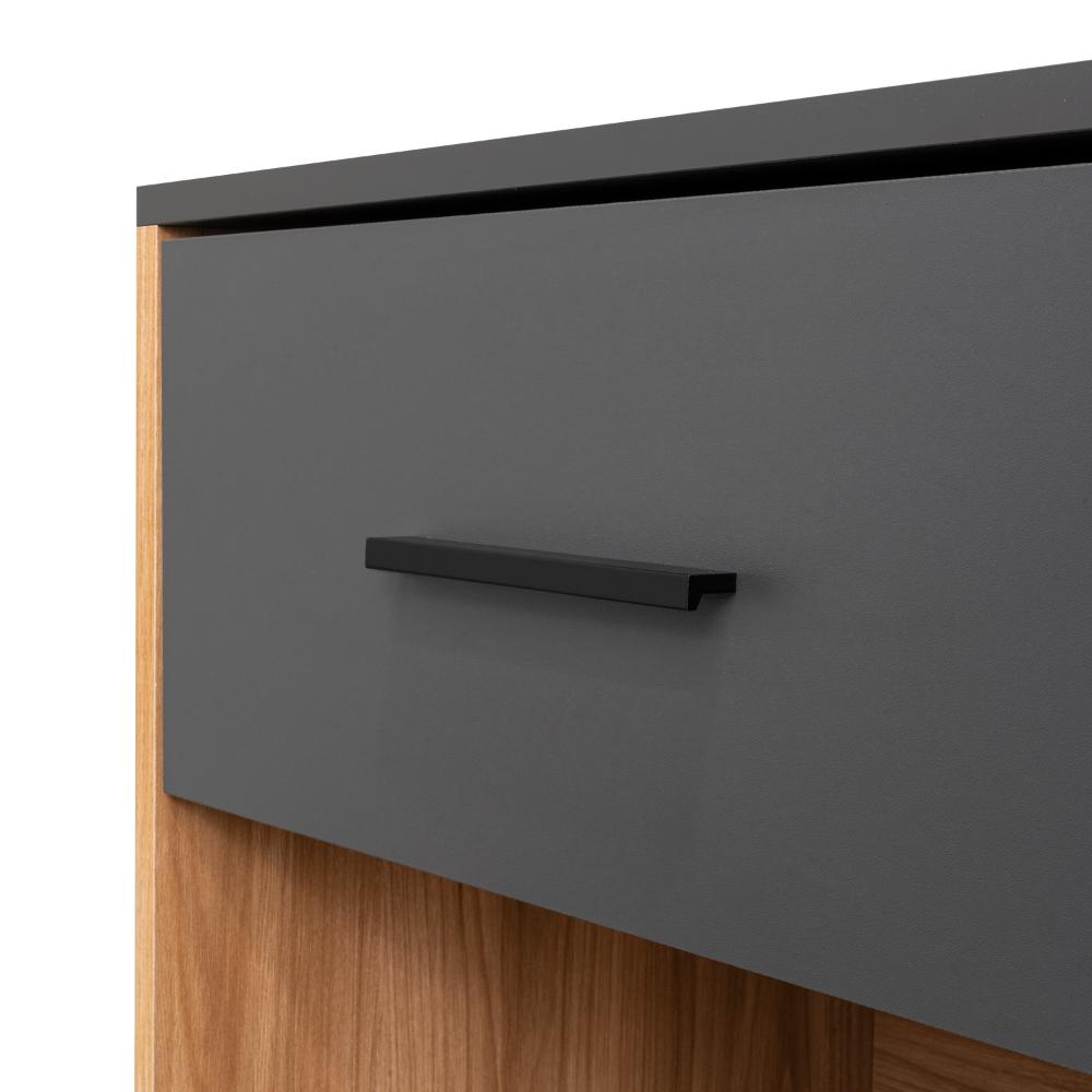 Mesa de Noche Giroa, Plata Oscuro y Fresno Europeo, con espacio para colocar objetos decorativos (vista 13)