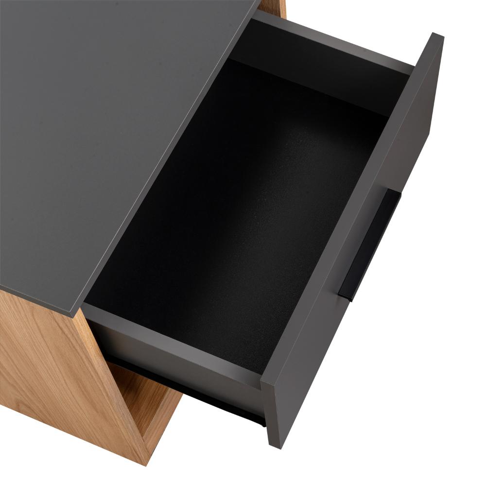 Mesa de Noche Giroa, Plata Oscuro y Fresno Europeo, con espacio para colocar objetos decorativos (vista 14)