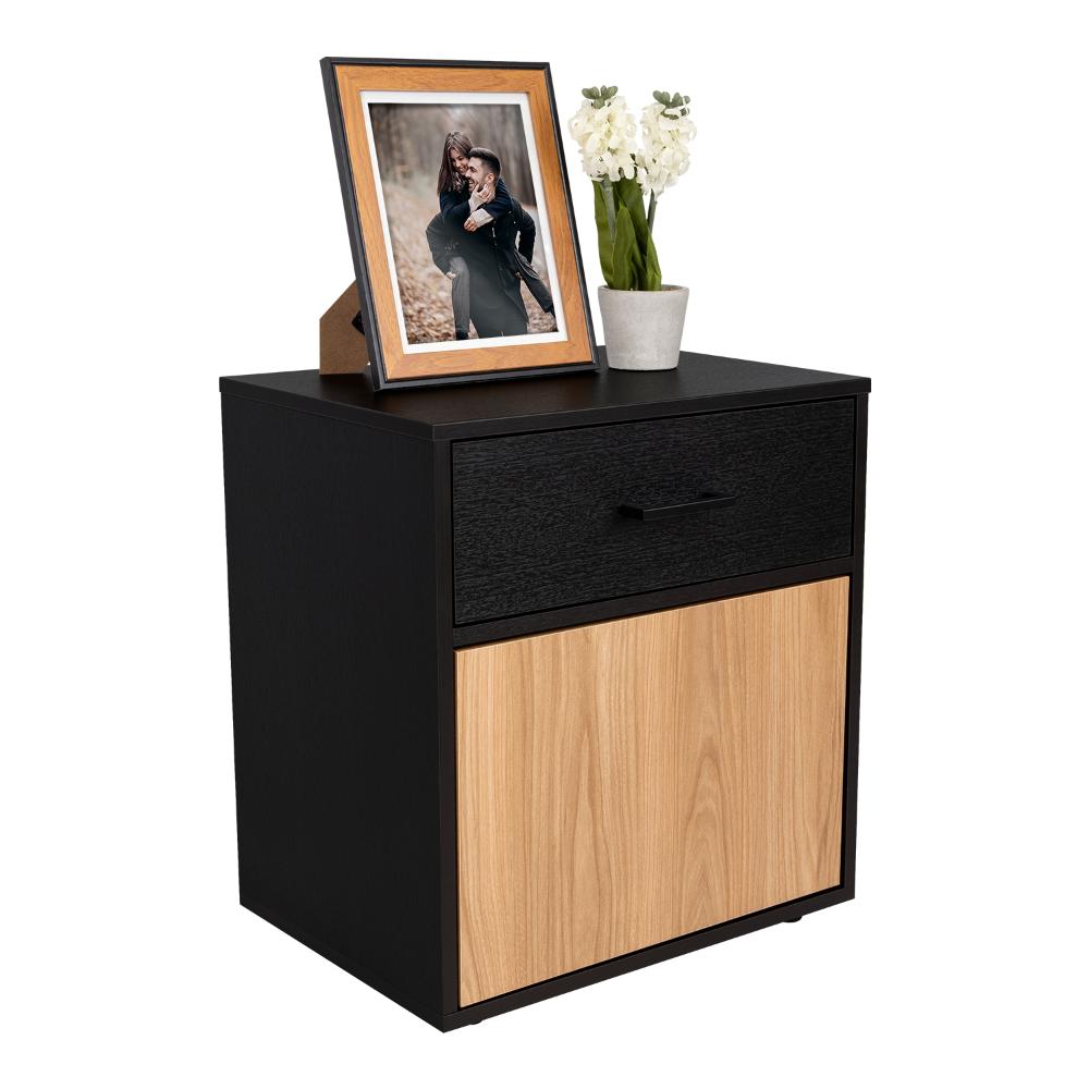 Mesa de Noche Grays, Wengue y Fresno Europeo, con una puerta y cajón (vista 3)