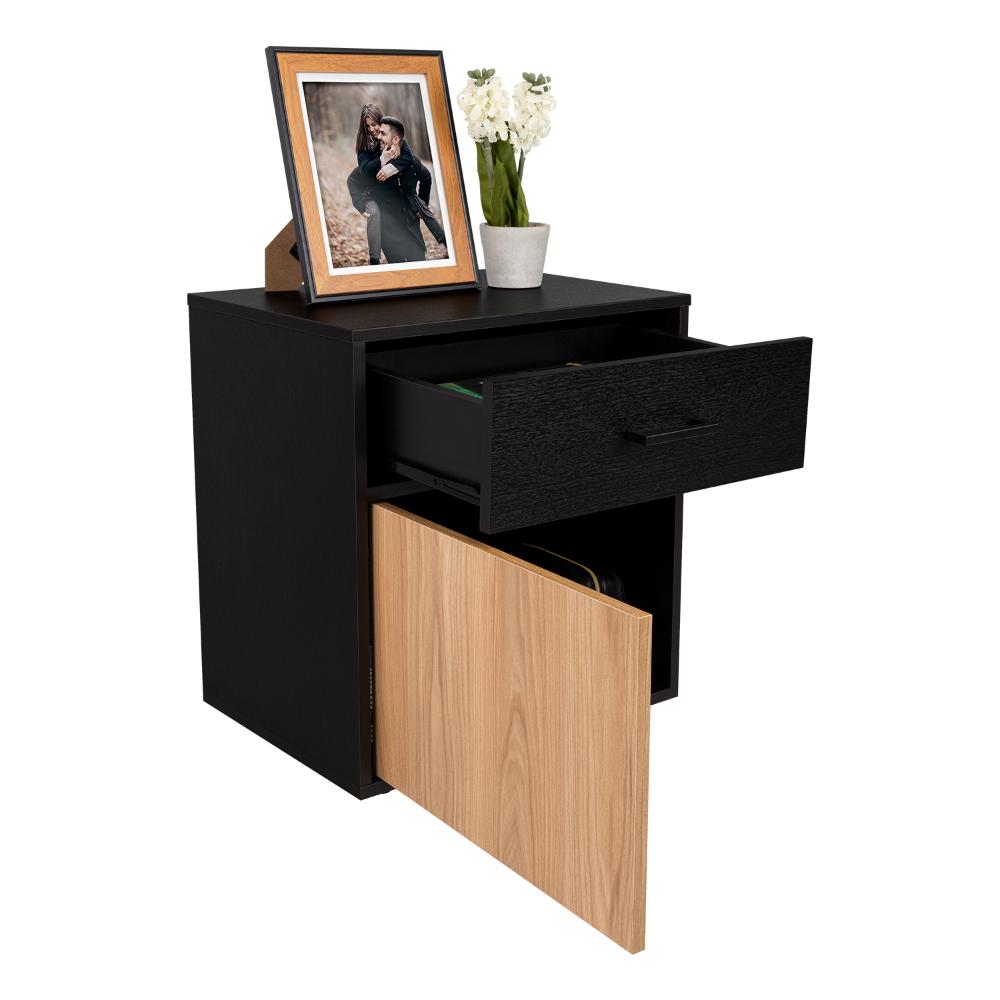 Mesa de Noche Grays, Wengue y Fresno Europeo, con una puerta y cajón (vista 4)