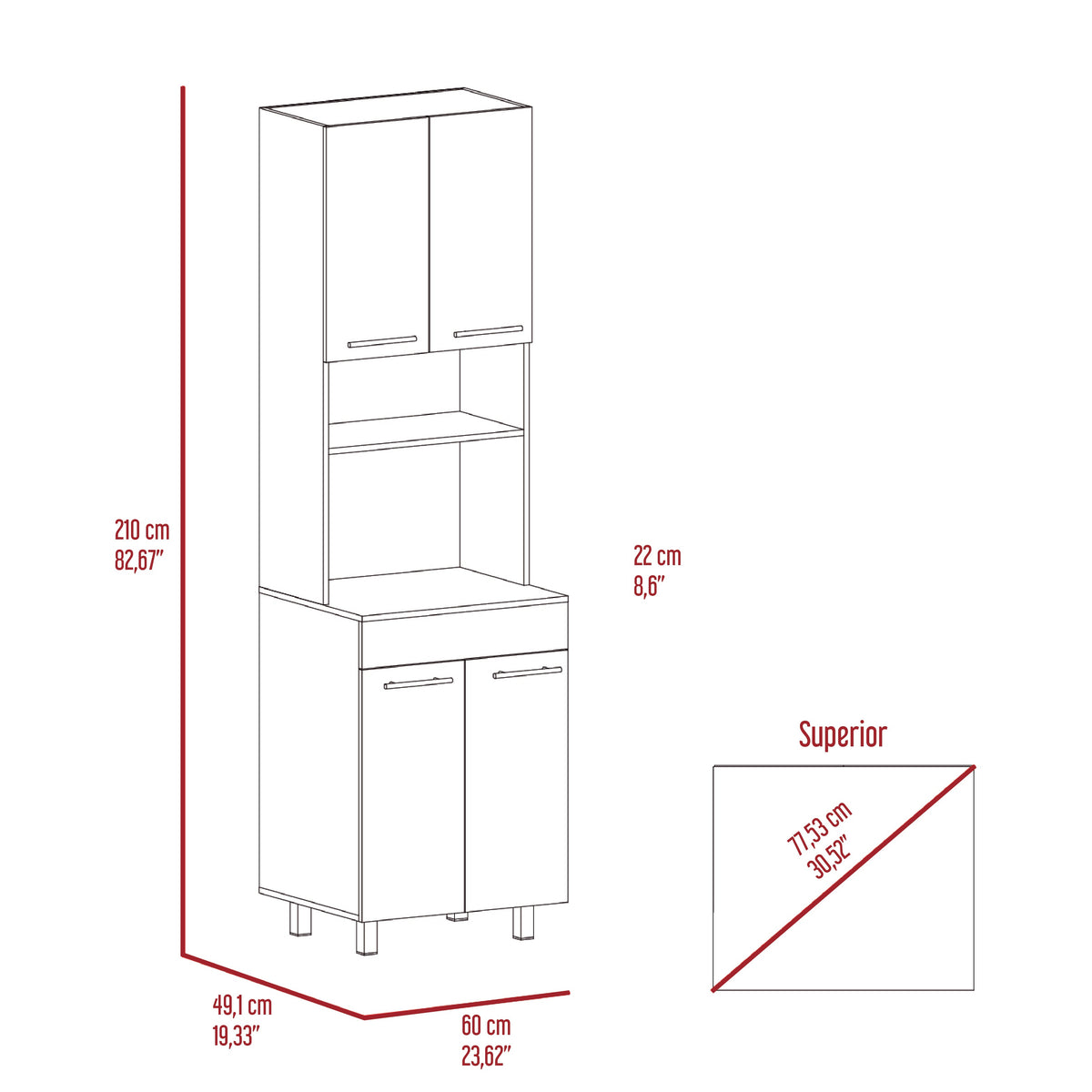 Mueble De Cocina Para Microondas Luna, Wengue Y Fresno (vista 7)