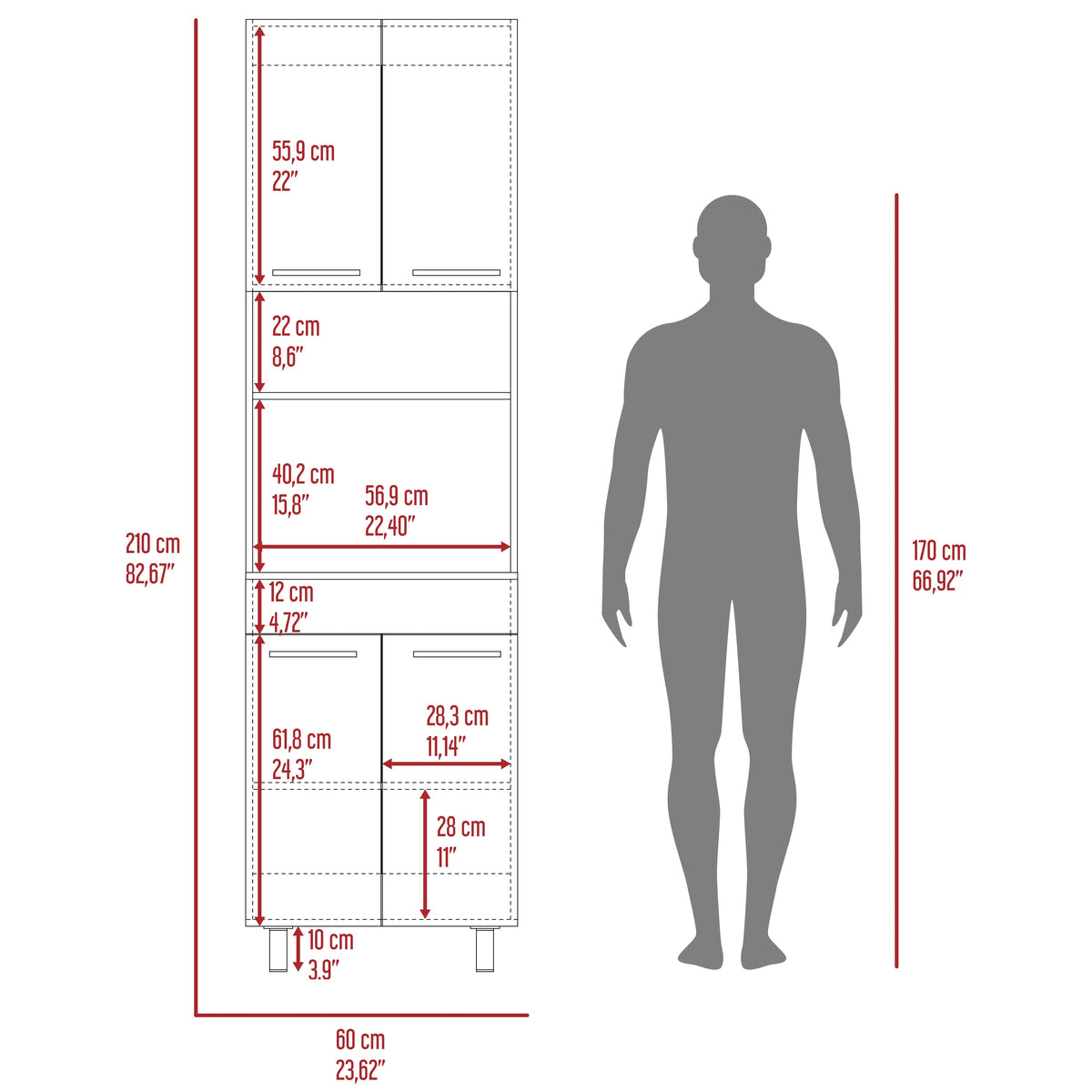 Mueble De Cocina Para Microondas Luna, Wengue Y Fresno (vista 9)